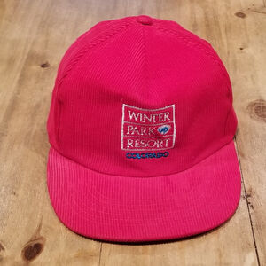 Vintage Winter Park Resort Ski Colorado Corduroy Snapback Red Skiing One Size